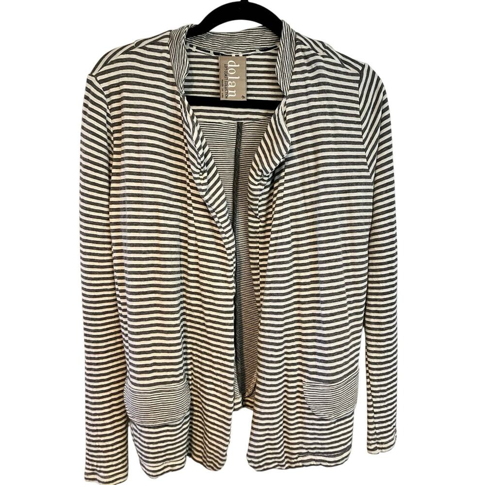 Anthropologie Dolan Gray White Stripe Open Front Cardigan Duster Jacket Size M